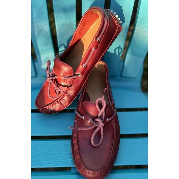 Cole Haan Gunnison Driver Moccasins Loafers Shoes Mens Size 8.5 Red Leather - Picture 1 of 9